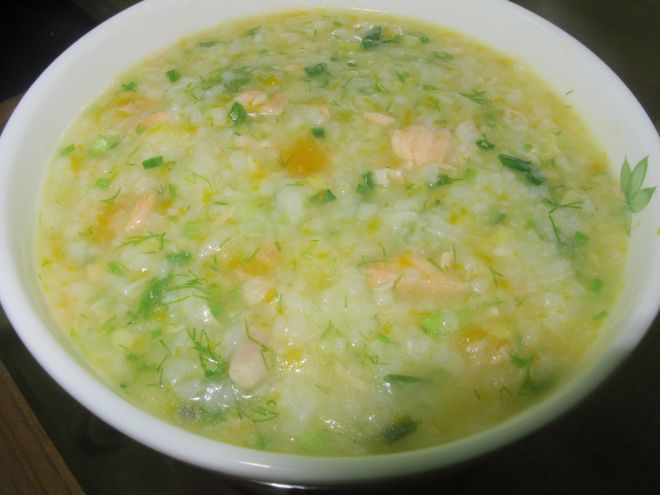 Cháo cá hồi măng tây