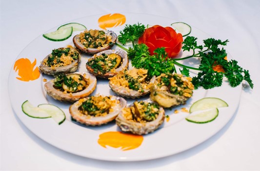 bào ngư nướng mỡ hành